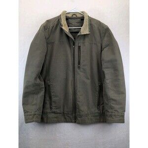 LL Bean Wool Blanket Lined Barn Coat Bomber Sherpa Green Men's Large Tall